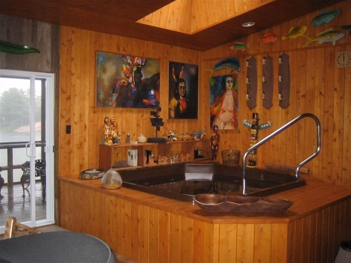 Private hot tub on deck at Main Lodge with Georgian Bay views